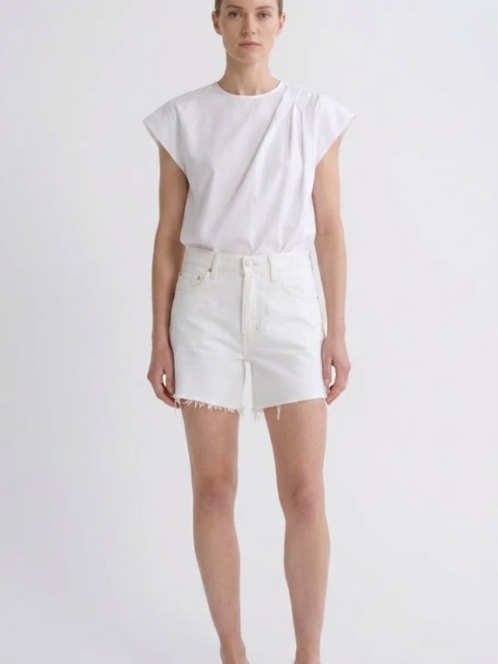 AGOLDE Parker Long Vintage Shorts in the Panna Cotta